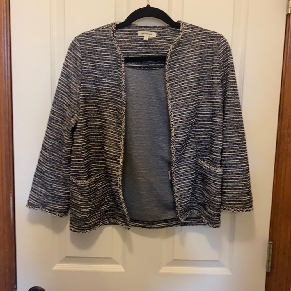 Crop 3/4 length sleeve boucle blazer